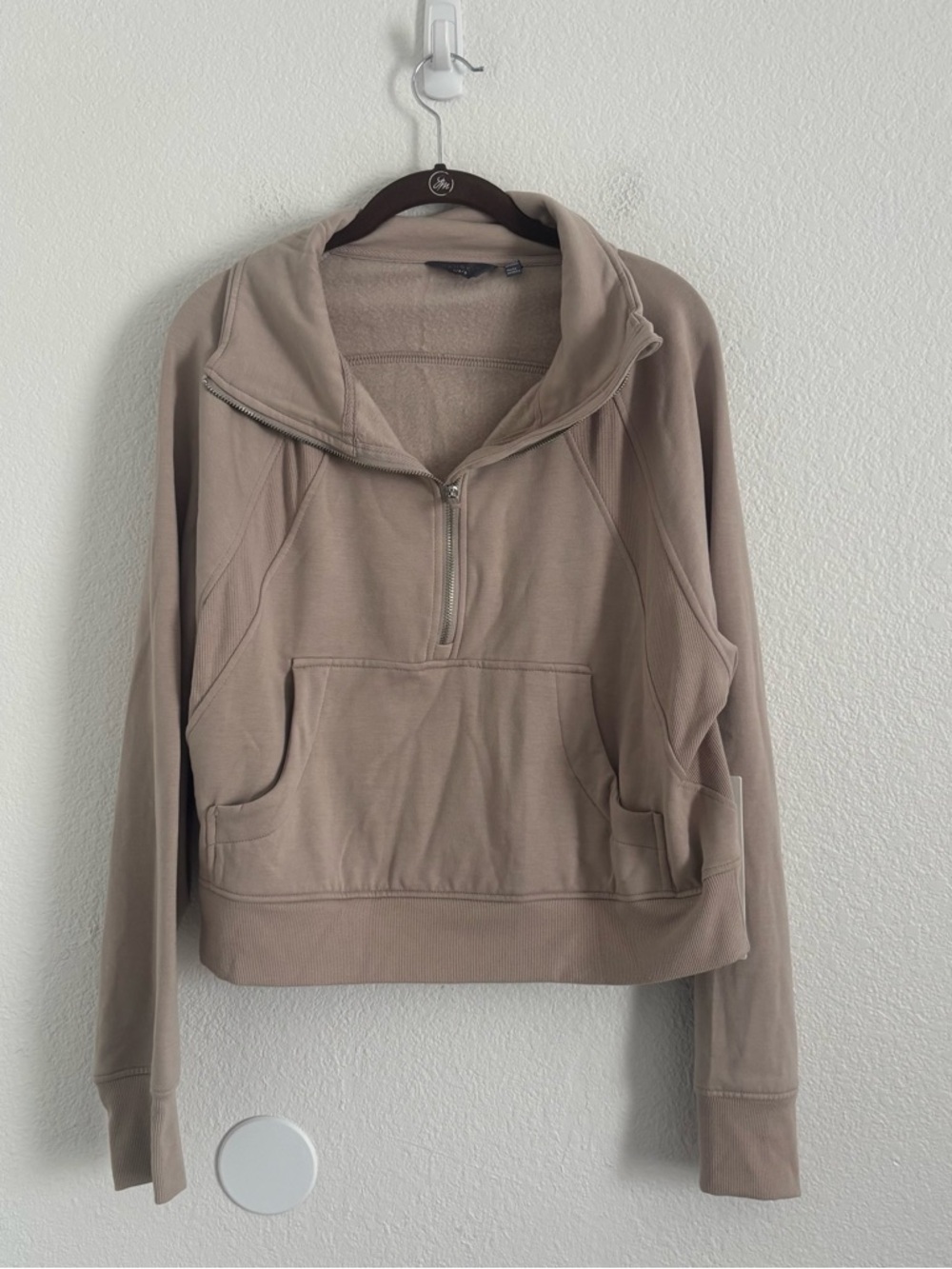 NWT Danskin Women's Size Large Tan Brown Half Zip Crop Pullover Sweater
